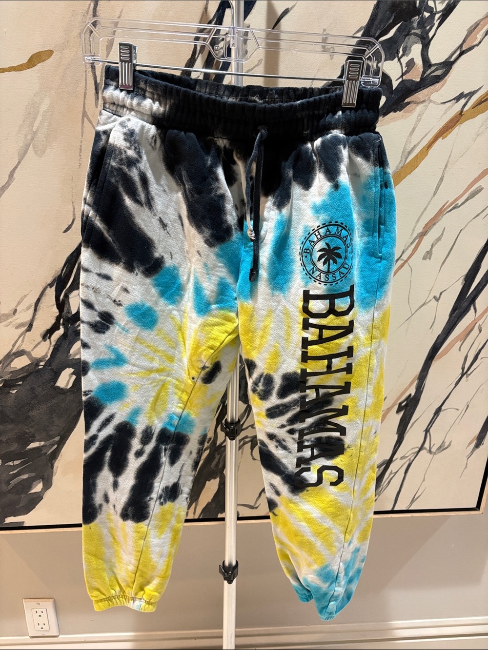 Native Tie-Dye Sweatpants in Black, Blue & Yellow